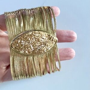 Gold Cuff Bracelet with Sparkling Druzy Accent